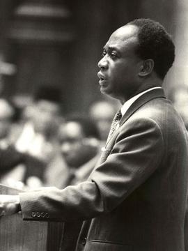 President of the Republic of Ghana Kwame Nkrumah speaking at the Belgrade Conference