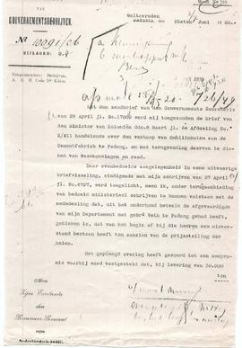 Surat permohonan  dan Surat Keputusan Gubernur Jendral Hindia Belanda No.49 tanggal 13 Juli 1920 ...