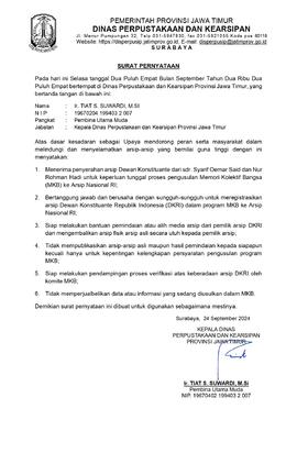 
Surat Pernyataan Disperpusip Jatim
